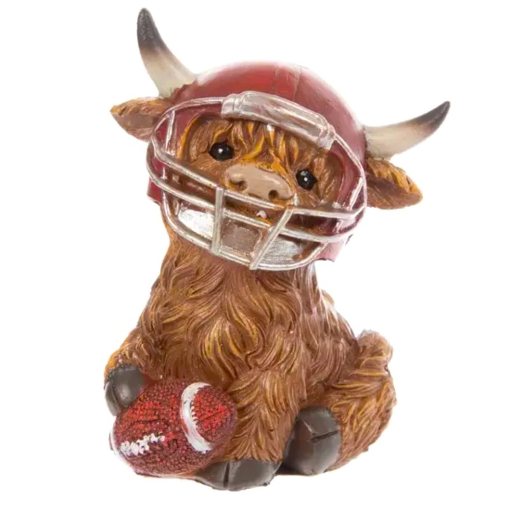 Brown and red highland cow  Figurine with Helmet